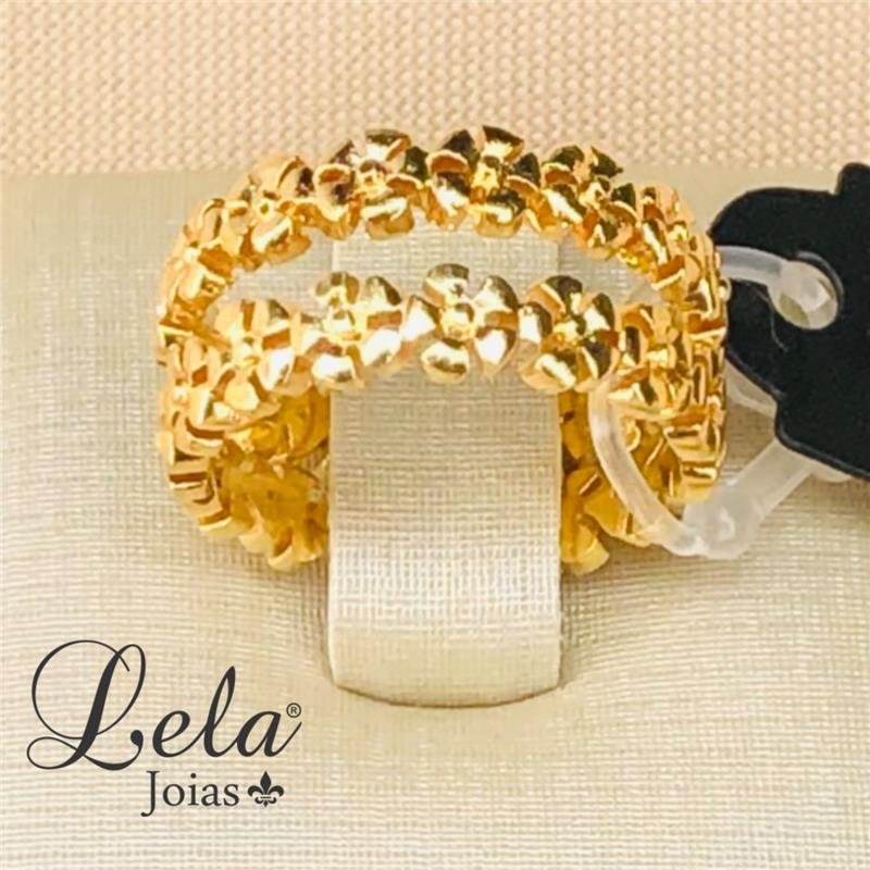 ANEL DUPLO FLOR FOLHEADO EM OURO 18K