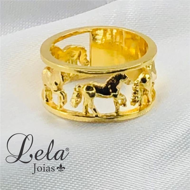 ANEL DE CAVALO FOLHEADO EM OURO 18K