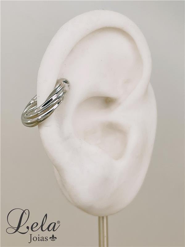 PIERCING FAKE TRANÇADO FOLHEADO A RÓDIO BRANCO