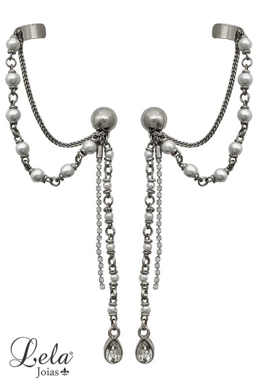 BRINCO EAR CUFF PÉROLA BANHADO EM NÍQUEL
