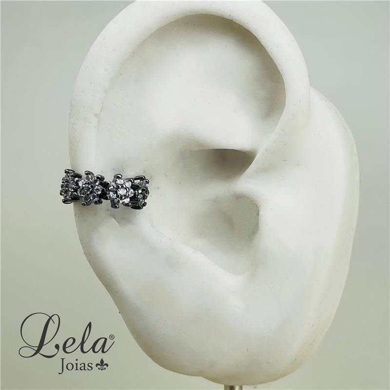 PIERCING FAKE FLOR CRAVEJADA FOLHEADO A RÓDIO NEGRO