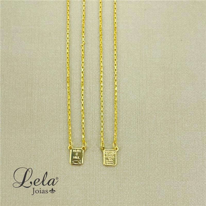 ESCAPULÁRO ELO CARTIER DEUS É FIEL FOLHEADO EM OURO 18K