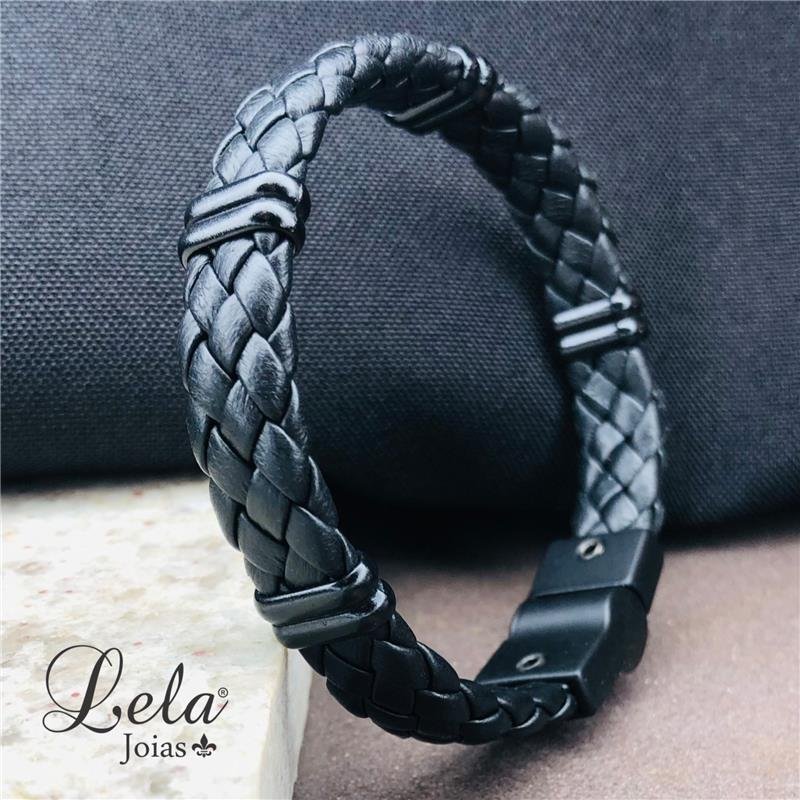 PULSEIRA EM COURO PRETO