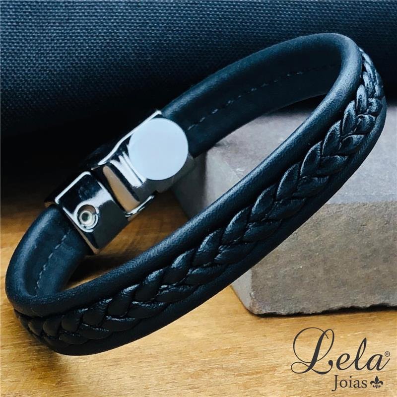 PULSEIRA EM COURO PRETO